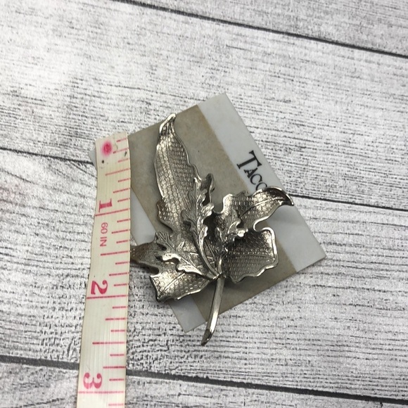 Vintage Tacoa Silver Tone 3d Big Leaf Brooch Pin Statement - Picture 4 of 4